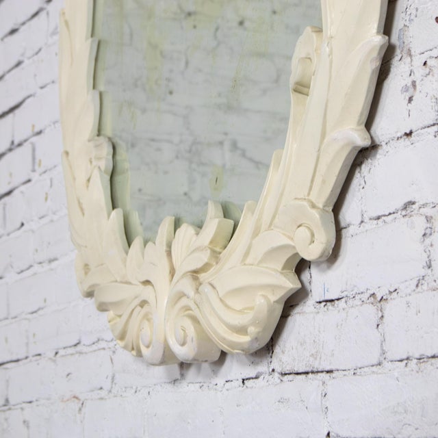 Early 20th Century Art Deco Large Distressed Plaster Mirror Round Acanthus Foliate Frame Style of Serge Roche For Sale - Image 12 of 17