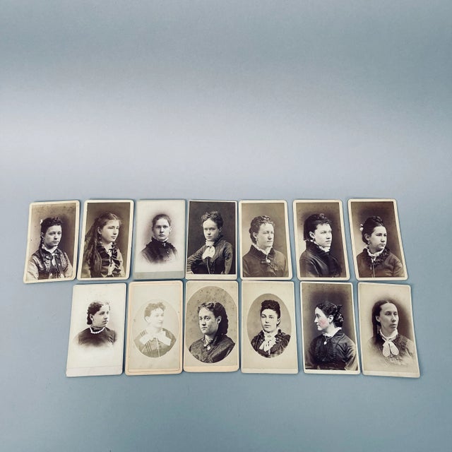 Late 19th Century Victorian Portrait Studio Cards of Women - Set of 13 For Sale - Image 13 of 13