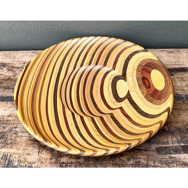 Vintage Inlay Wood Monumental Bowl For Sale - Image 12 of 12