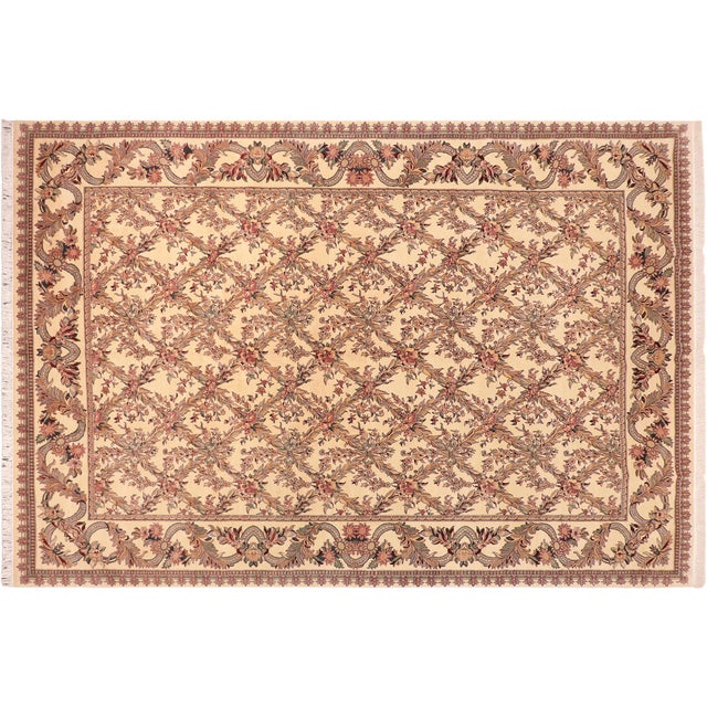 Beige Bohemein Basan Pak-Persian Beige/Green Wool Rug - 10'0'' X 14'4'' For Sale - Image 8 of 8