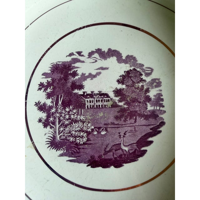 American Rare Antique Pink Lustre and Bat Printed Pearlware Low Serving Bowl, Attributed to Thomas Wolfe, Circa 1805 For Sale - Image 3 of 14