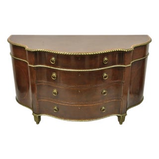 Antique French Louis XVI Style Mahogany Bow Front Bombe Buffet Commode Chest For Sale