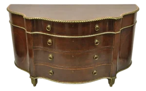 Antique French Louis XVI Style Mahogany Bow Front Bombe Buffet Commode Chest