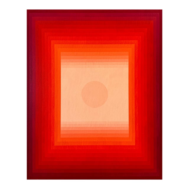 Contemporary Abstract Acrylic on Canvas "Focus Amongst Noise 2 (Orange DPP / Red Violet)" by Andy Harwood For Sale