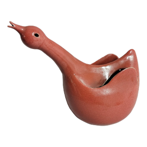 Mid-Century Japanese Studio Pottery Goose Sculpture in Red Glaze