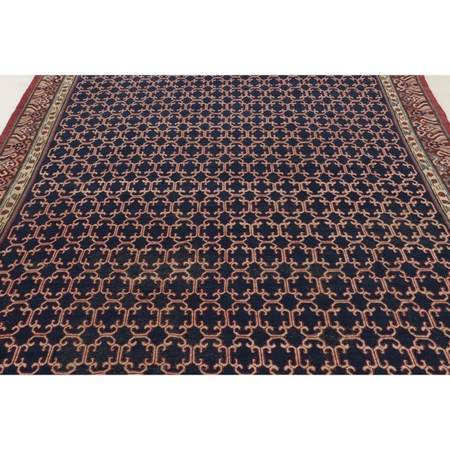 Rug & Kilim Vintage Turkish Anatolian Rug in Indigo & Red Geometric Lattice - Rug & Kilim For Sale - Image 4 of 9