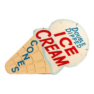 Mid 20th Century Antique Ice Cream Shop Trade Sign For Sale