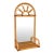 Vintage Coastal Boho Rattan Fan Back Wall Mirror With Woven Shelf For Sale