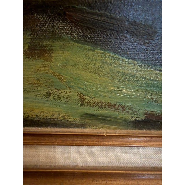 Vintage Mid Century Impasto Oil Painting, Historic House in Autumn, Signed S. Harper, Carved Gold Frame For Sale - Image 4 of 12