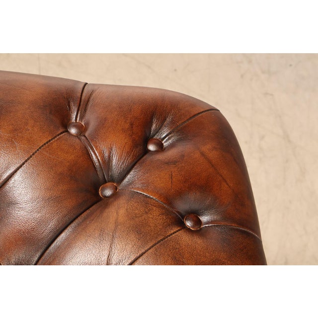 Chesterfield Style Brown Leather Sofa For Sale - Image 13 of 18
