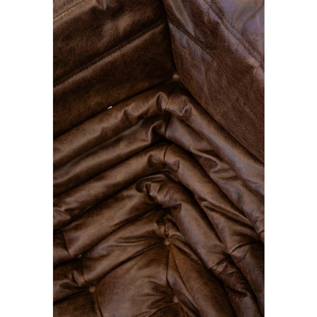 Vintage Two-Seater Togo Sofa with Arms in Brown Leather by Michel Ducaroy for Ligne Roset, 1970s For Sale - Image 14 of 18