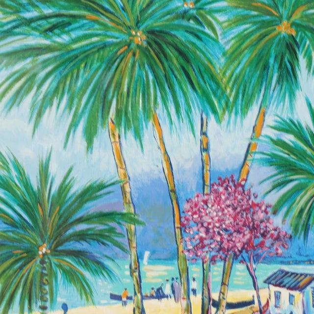 1990s Vintage Limited Edition Jean-Claude Picot Serigraph "Barques De Pêche en Guadeloupe" Signed and Numbered. For Sale - Image 5 of 8