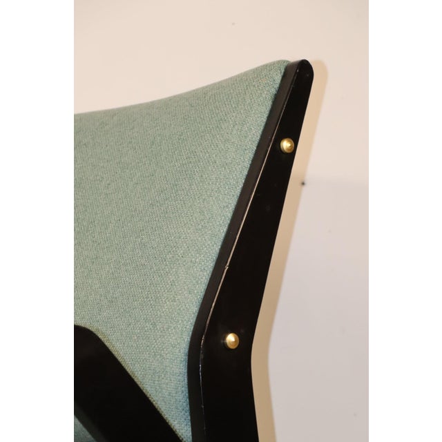 Vintage Armchair in Black Wood and Fabric, 1960s For Sale - Image 11 of 18
