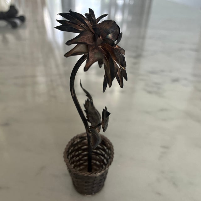 Vintage Janna Thomas style Mexican Sterling Silver Potted Flower Sculpture – Signed .925 Taxco ArtDescription:Up for sale...