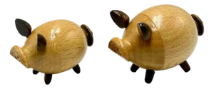 Salt and Pepper Pigs Shakers, 1970s, Set of 2