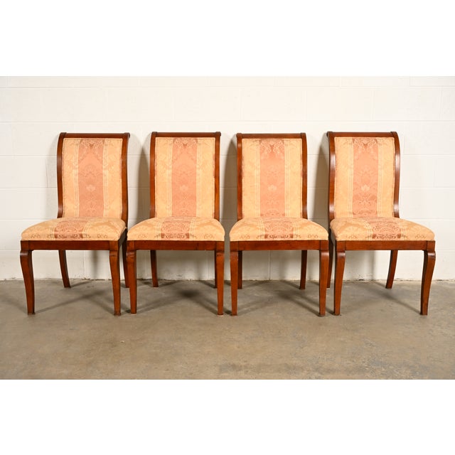 Neoclassical Baker Furniture Style Regency Carved Mahogany Dining Chairs, Set of Four For Sale - Image 3 of 13
