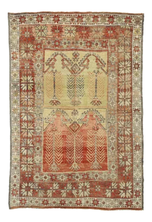 Mid 20th Century Vintage Turkish Oushak Rug, Anatolian Prayer Rug 05'05 X 07'04