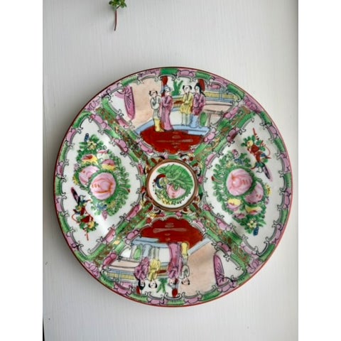 Rose Medallion porcelain plate, mid-20th century, likely decorated in Hong Kong as most rose medallion exports of that...
