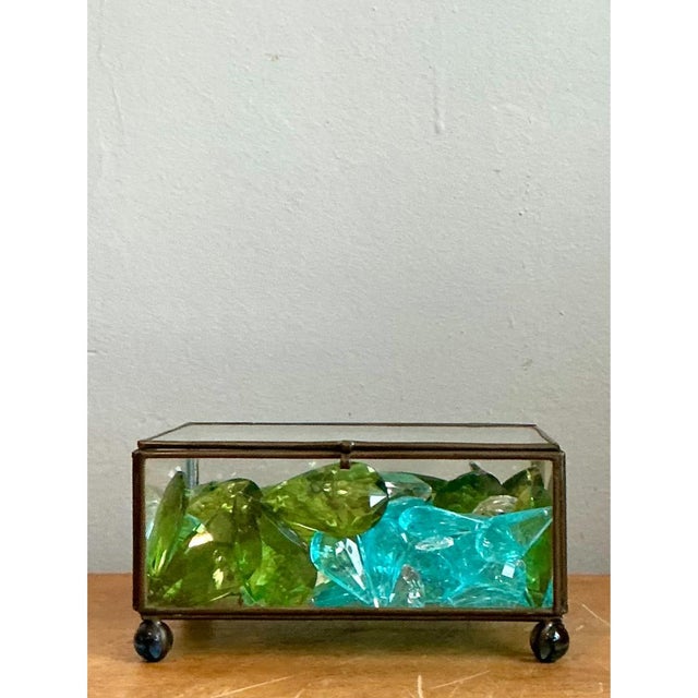Retro Glass Display Box With Crystal and Resin Prisms For Sale - Image 12 of 12