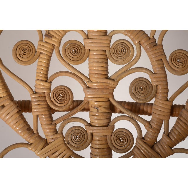 Vintage 1970s Boho Bamboo & Rattan Heart Back Chair For Sale - Image 15 of 17