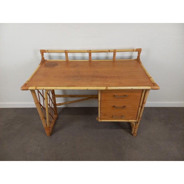 Rattan Desk and Chair, 1950s, Set of 2 For Sale - Image 4 of 18