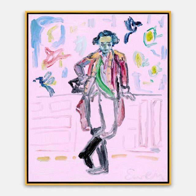 Anne-Louise Ewen George Washington Backstage by Anne-Louise Ewen in Gold Frame, Small Textured Art Print For Sale - Image 4 of 4