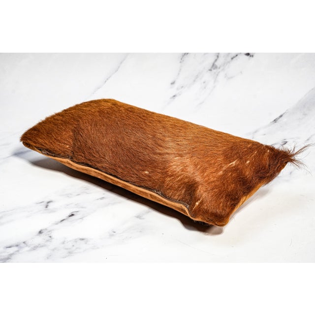 American Lovely Vintage Small Cowhide Lumbar Accent Throw Pillow Western Home Decor For Sale - Image 3 of 10