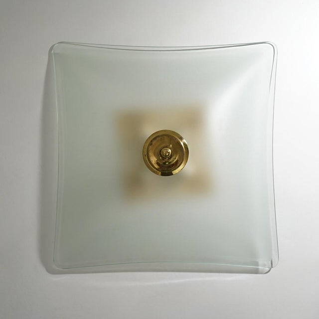 1970s Ceiling Lamp in Satin Glass and Brass by Kazuhide Takahama for Sirrah, 1970s For Sale - Image 5 of 13