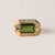 Modern Mid 20th Century Estate 18k Gold Green Tourmaline Emerald Cut Diamond Pave Modernist Ring, Size 6.25 For Sale - Image 3 of 7