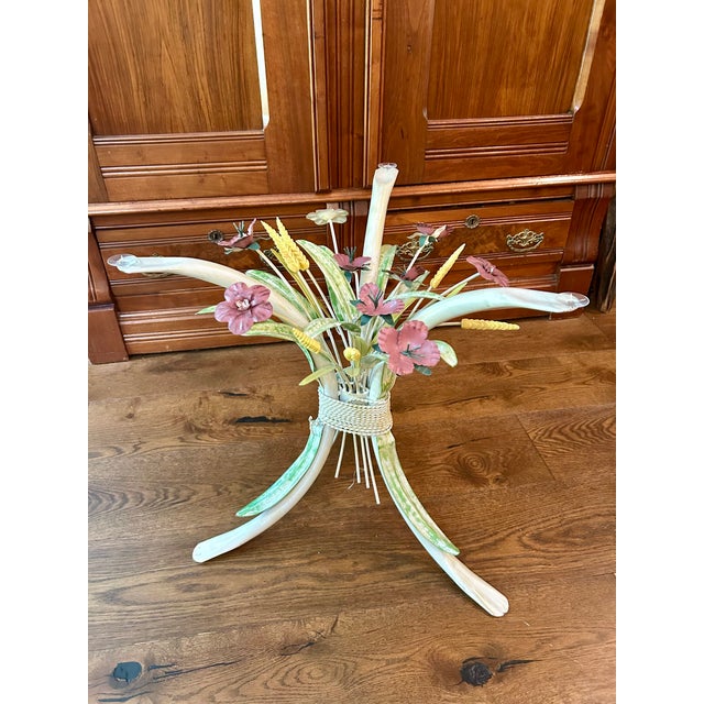 1960s Italian Tole Side Table With Clear Glass Top For Sale - Image 5 of 6