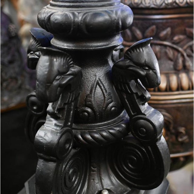 French Cast Iron Street Lamp with Lion For Sale - Image 10 of 11