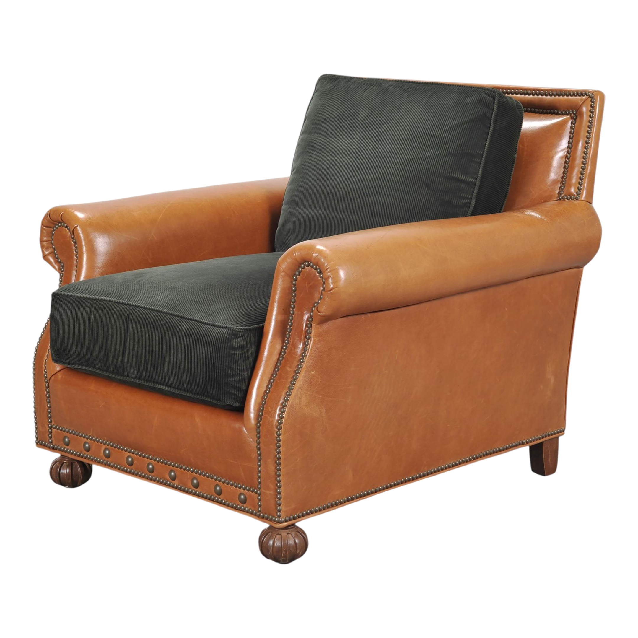 Ralph Lauren Italian Aran Isles Leather Mahogany Club Chair | Chairish