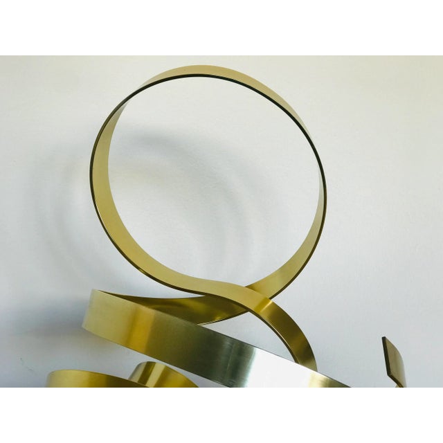 Dan Murphy (B.1942 Chicago) Gold Toned Ribbon Sculpture Dated 1986 For Sale - Image 10 of 13