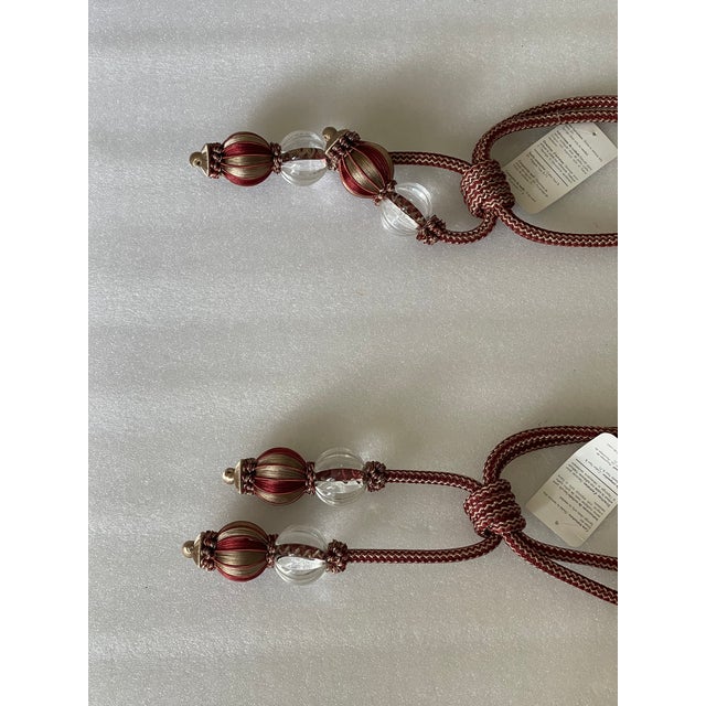 1970s Pair Vintage Tiebacks With Lucite Globe Tassels For Sale - Image 5 of 5