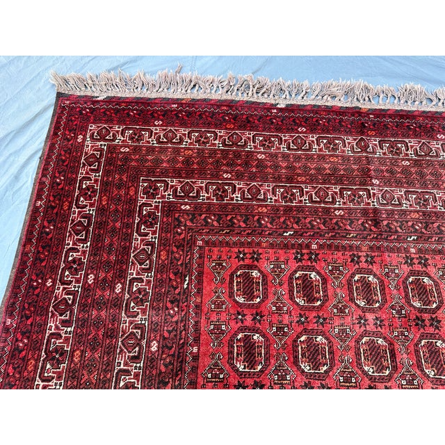 Coral Turkmen Bokhara Hand-Knotted Wool Rug - 7'2" X 9'8" For Sale - Image 9 of 11