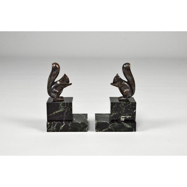 Art Deco Squirrel Bookends in Silvered Bronze by Marcel Guillemard, 1920s, Set of 2 For Sale - Image 6 of 18