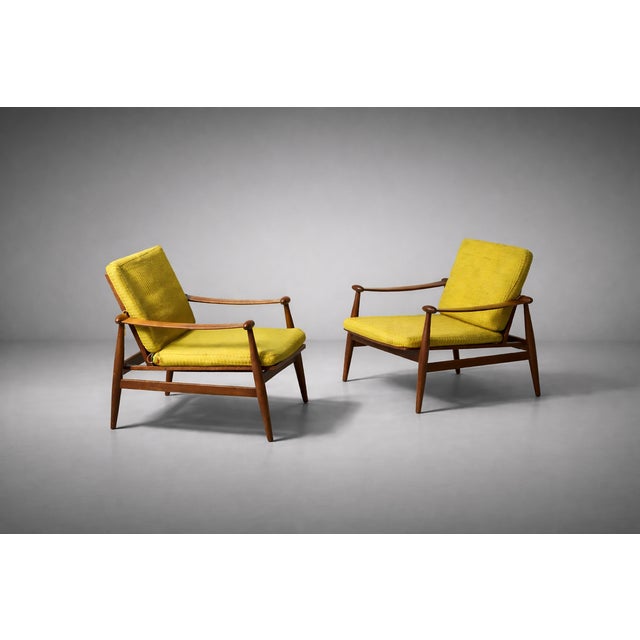 Mid-Century Modern Armchairs in Metal, Walnut, and Fabric from Finn Juhl, Set of 2 For Sale - Image 3 of 18