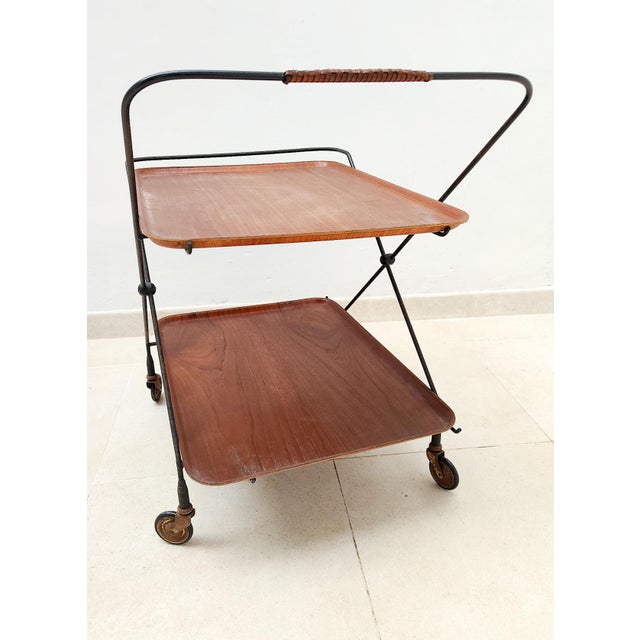 Mid-Century Modern Teak Bar Cart with Wheels by Campo E Graffi for Home, 1960s For Sale - Image 3 of 13