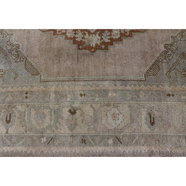 Turkish Oushak Rug With Muted Colors in Taupe, Gray, Ice Blue and L.Green For Sale - Image 11 of 15