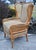Tan Vtg. Ethan Allen Tommy Bahama Style Cane Wingback Chair W/Herringbone Fabric For Sale - Image 8 of 13