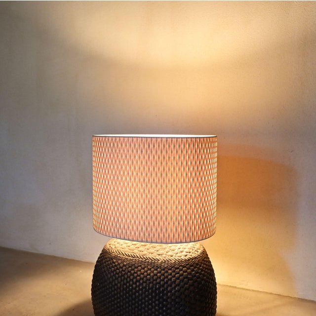 Textile Vintage Ceramic Table Lamp, 1970s For Sale - Image 7 of 8