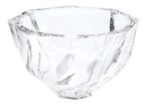 Scandinavian Modernist Faceted Translucent Glass Bowl Signed Orrefors