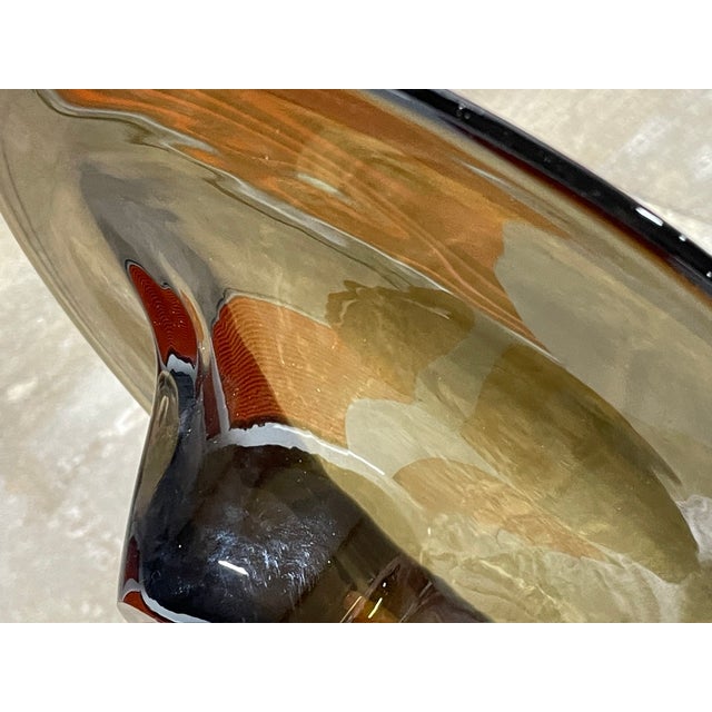 Glass Large Sculptural Vintage Art Glass Vessel in Smoky Topaz | Attributed to Kosta Boda For Sale - Image 7 of 10