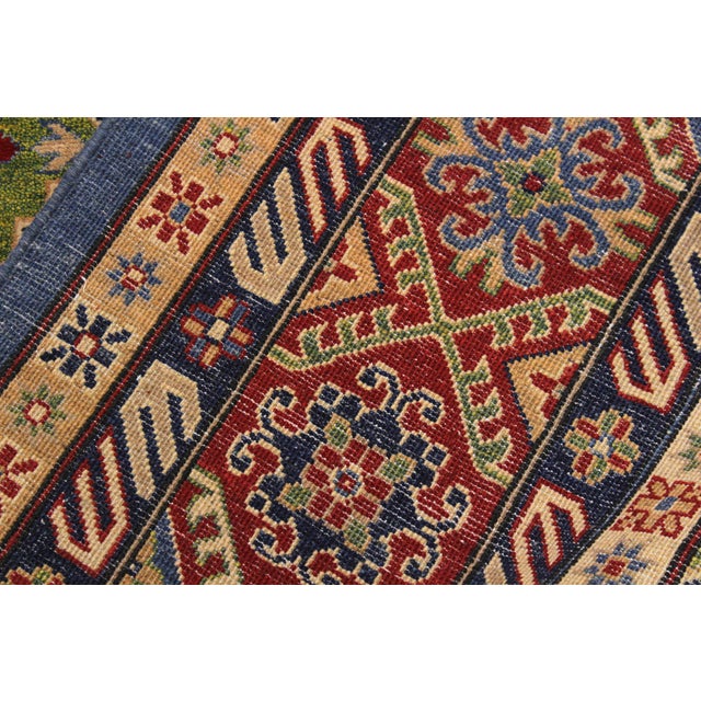 Blue Boho Chic Kazak Light Blue/Red Wool Rug - 10'1''x13'10'' For Sale - Image 8 of 10