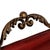1990s Large Metal Serving Tray Cranberry Red and Gold Leaf Vine Design Ornate Handles For Sale - Image 5 of 18
