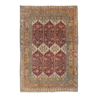 Antique Indian Agra Carpet, Indian Rugs, Oriental Rugs, Red, Gold, 5'10" x 9'8" For Sale