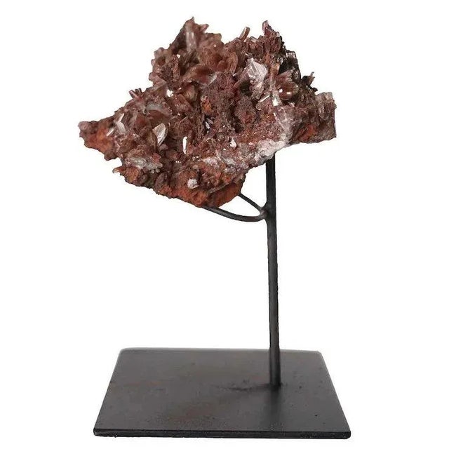 Traditional Late 20th Century Small Crystal Rock Specimen With Custom Iron Stand For Sale - Image 3 of 4