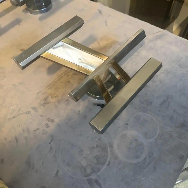 Mid-Century Modern 1960s Mid-Century Modern Brass and Steel Italian Wall Sconce by Gaetano Sciolari For Sale - Image 3 of 16