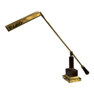 Vintage House of Troy Brass and Wood Counterbalance Piano Desk Lamp For Sale