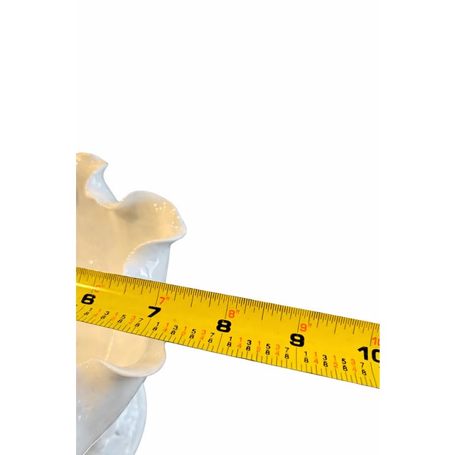 Ceramic Vintage Blanc-De-Chine-Style White Porcelain Pedestal Compote For Sale - Image 7 of 8